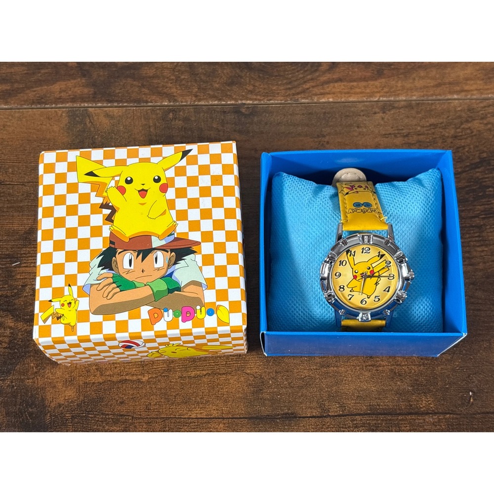 Pokemon Pikachu Yellow Analog Watch Kids Anime Wristwatch with Gift Box NEW